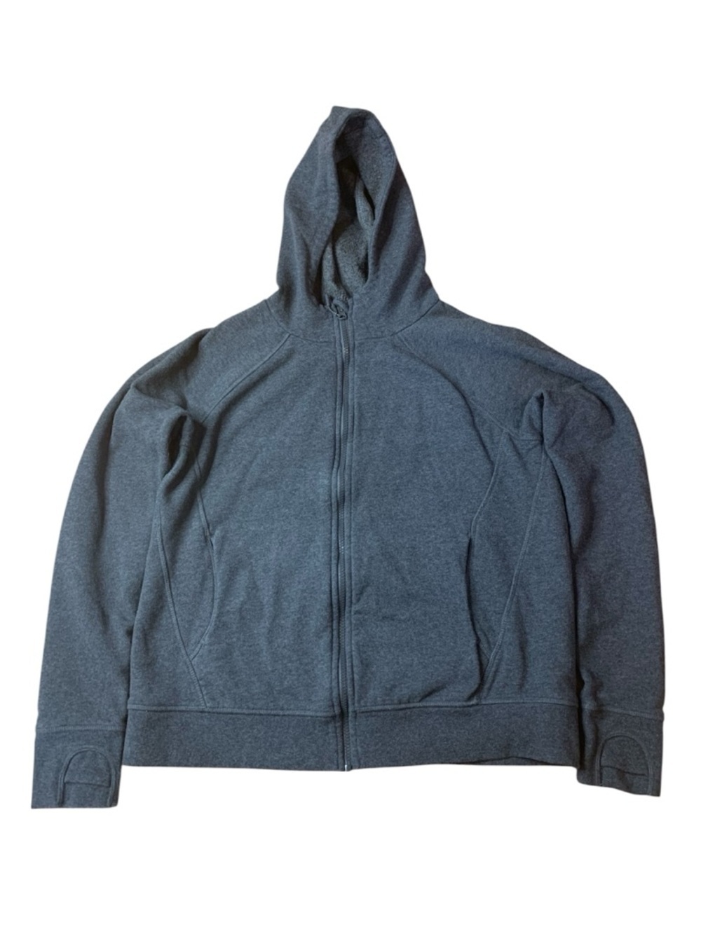 Lolë Grey Full Zip Hoodie with Thumbholes - Size Large